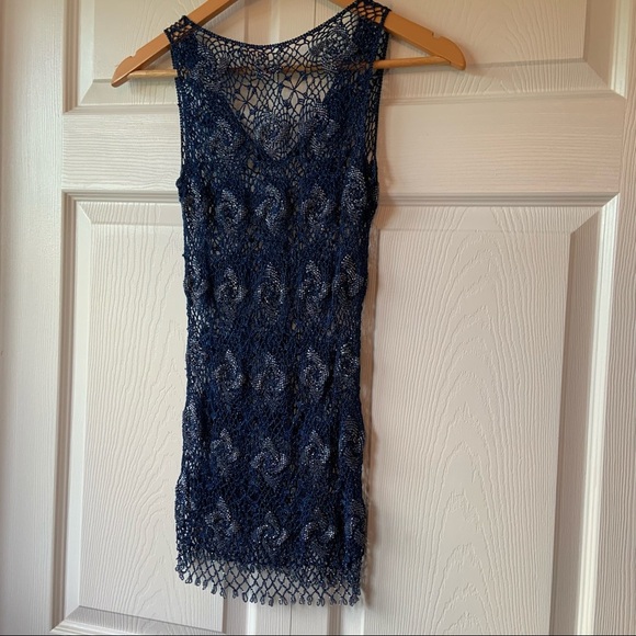 Vintage Le Château blue medium beaded tank top - Picture 4 of 6